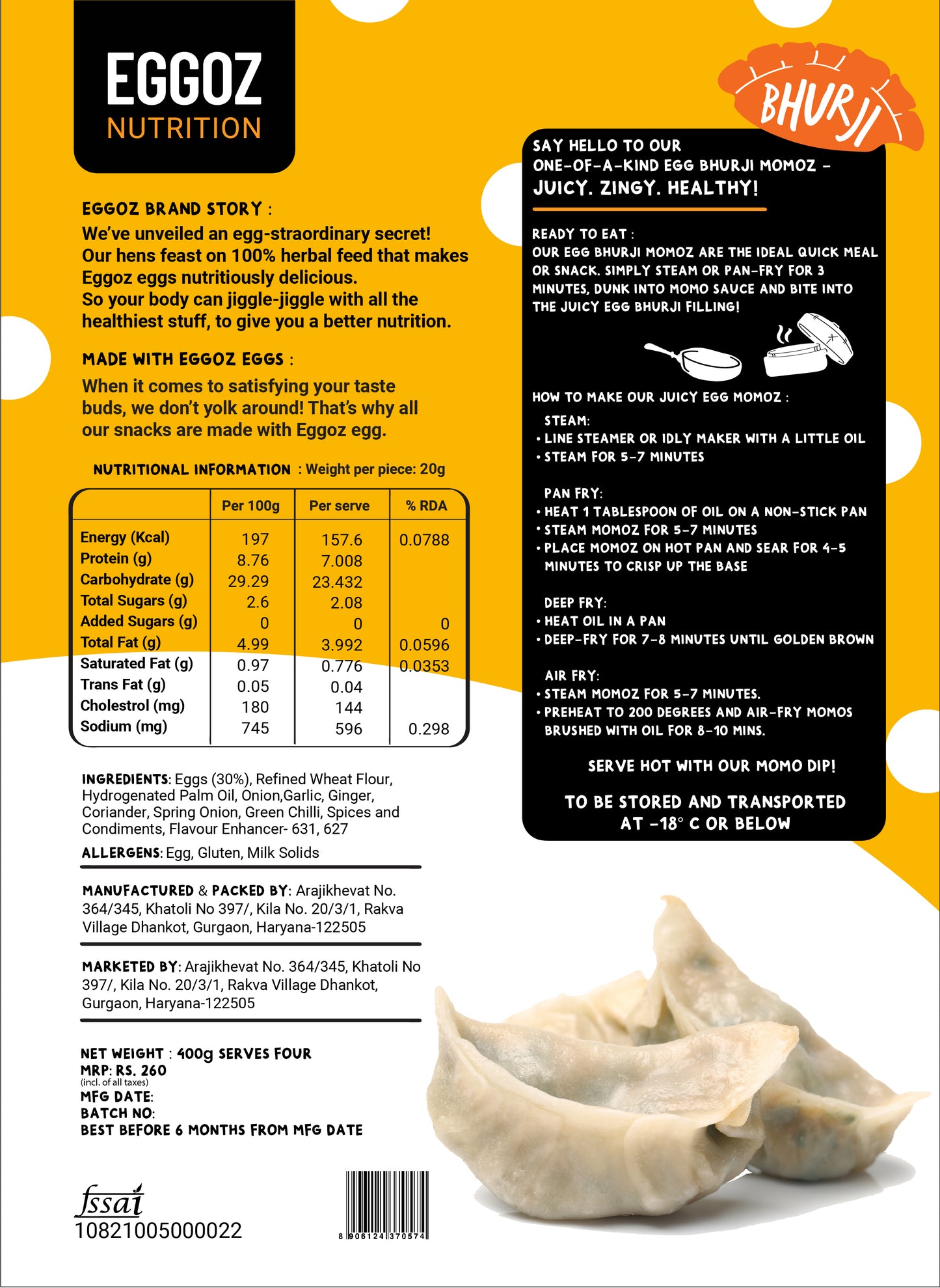 Egg Bhurji Momoz (20 Pcs)